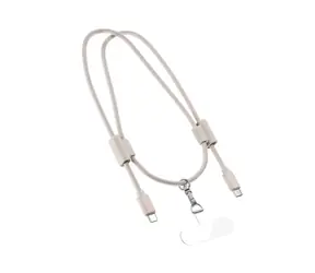 Epico Handy-Lanyard beige / USB-C-zu-USB-C-Kabel / robuster Metallkarabiner  