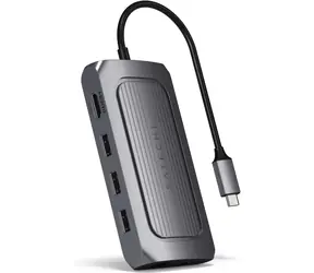 Satechi USB-4 Multiport grau / Adapter / USB-C / 3x USB-A / 8K HDMI / RJ45 / microSD / SD / 3,5-mm-Klinkenanschluss / PD 100 W