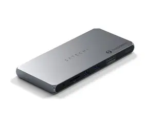 Satechi Thunderbolt 4 Dock grau / 3x USB-C / 2x USB-A / 2x HDMI / RJ45 / 3,5-mm-Klinkenanschluss / SD / DC