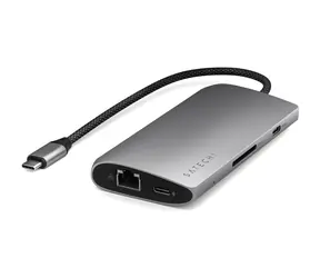 Satechi USB-C Multiport 8K grau / Adapter / 5x USB-C / HDMI / SD / RJ45 / PD 100W