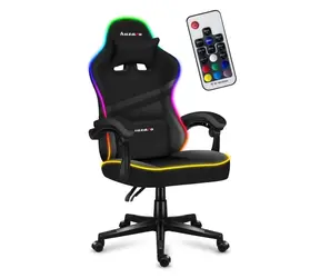 Huzaro Force 4.4 RGB schwarz / Gaming-Stuhl / verstellbar / Belastbarkeit bis 130 kg / Stoff & Mesh