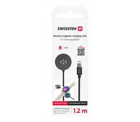 Swissten Kabelloses magnetisches USB-C-Ladekabel für Samsung Galaxy Watch, 1,2 m, Schwarz / 2,5 W