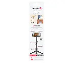 Swissten Bluetooth-Selfie-Stick mit MagSafe-Stativ, schwarz / BT 5.2