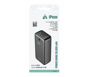 iPEAX Powerbank 30000 mAh 10,5 W schwarz / 2x USB-A