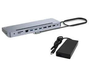i-TEC C31FLAT2PDPRO100W USB-C Metall Ergonomische 4K 3x Display Dockingstation PD 100W + USB-C Ladegerät 100W