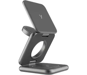 YENKEE YAC 01 MAGFOLD 3-in-1 Qi2-Ladegerät / kabelloses Ladegerät / 15-W-Handyladegerät / 5-W-Kopfhörerladegerät / 5-W-Uhrenladegerät