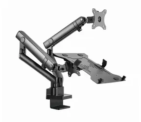 Gembird MA-DA3-02 1 Monitor-Tischhalterung mit Laptopständer, schwarz / bis zu 32 Zoll und 8 kg / neigbar