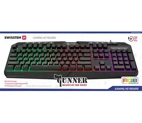 Swissten GUNNER schwarz / Gaming-Tastatur / Kabelgebunden / US-Layout / RGB