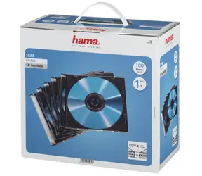 HAMA CD Slim Box transparent-schwarz / Hülle für 1 CD/DVD / Packung mit 100 Stück (Preis pro Packung)
