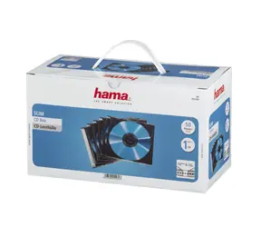 HAMA CD Slim Box transparent-schwarz / Hülle für 1 CD/DVD / Packung mit 50 Stück (Preis pro Packung)