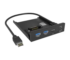 Icy Box IB-HUB1419-i3 schwarz / SATA-Adapter für Frontpanel / 2x USB-A / 2x USB-C / 1x SD/microSD-Kartensteckplatz
