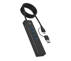 Icy Box IB-HUB1737-C3 schwarz / USB-Hub / 4X USB-A 3.2 Gen1 / 3x USB-C 3.2 Gen1 