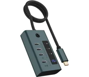 Icy Box IB-HUB1454-C31 grün / USB-Hub / 4X USB-C 3.2 Gen2 / Display