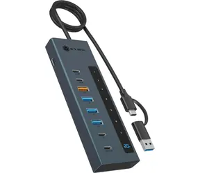 Icy Box IB-HUB1743-CPD schwarz / USB-Hub / 3x USB-A 3.2 Gen1 / 1x USB-A 3.2 Gen2 / 2x USB-C 3.2 Gen2 / 1x USB-C 3.2 Gen1
