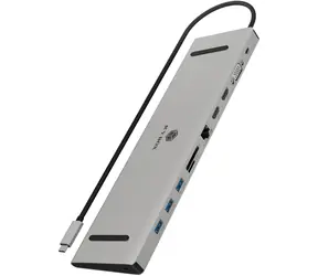 Icy Box IB-DK2106a-CPD silber / Dockingstation / PD 100W / 3x USB-A 3.2 / 1x USB-C 3.2 / 1x RJ-45 / 1x VGA / 2x HDMI
