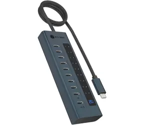 Icy Box IB-HUB1450-C31 Anthrazit / USB-C-Hub / PD 20W / 10x USB-C 3.2 Gen2 