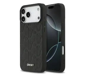 DKNY PU-Leder-Rückseite mit Gittermuster und Magsafe-Funktion für iPhone 17 Pro Max, Schwarz