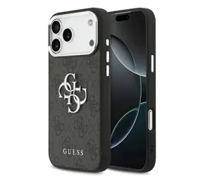 Guess PU 4G Metall Logo -Rückseite für iPhone 17 Pro Max Silber Schwarz