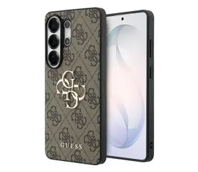 Guess PU 4G Metall Logo -Rückseite für Samsung Galaxy S26 Ultra Braun