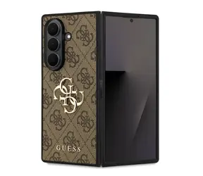 Guess PU 4G Metall Logo -Rückseite für Samsung Galaxy Z Fold 7 Braun