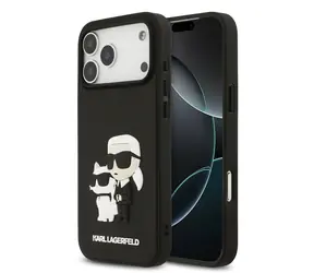 Karl Lagerfeld 3D-Gummi-Rückseite mit Karl und Choupette für iPhone 17 Pro Max, Schwarz