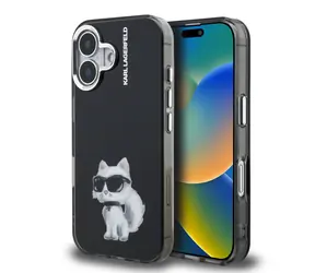 Karl Lagerfeld IML Aquarelle Choupette Rückseite für iPhone 16 Schwarz