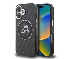 Karl Lagerfeld IML K&CH Heads Logo MagSafe Rückseite für iPhone 16 Schwarz