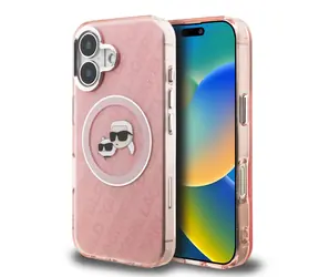 Karl Lagerfeld IML K&CH Heads Logo MagSafe Rückseite für iPhone 16 Pink