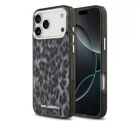 Karl Lagerfeld IML Leopard MagSafe Rückseite für iPhone 17 Pro Max Grau