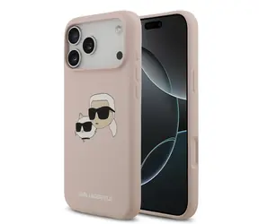 Karl Lagerfeld Flüssigsilikon-Doppelkopf-MagSafe-Rückseite für iPhone 17 Pro Max, Pink