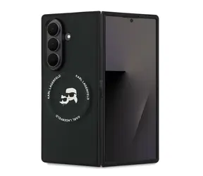 Magnetische Rückseite mit Karl Lagerfeld PU-Kopf von Karl und Choupette für Samsung Galaxy Z Fold 7, Schwarz