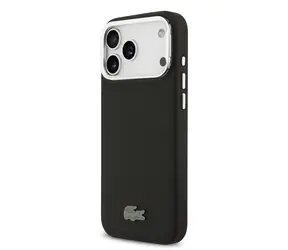 Lacoste Iconic Petit Pique Kameraständer MagSafe Rückseite für iPhone 17 Pro Max Schwarz