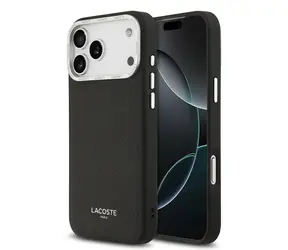 Lacoste PU-Leder Champs-Élysées MagSafe Rückseite für iPhone 17 Pro Max Schwarz