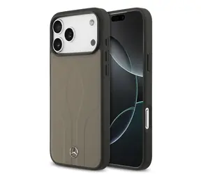 Mercedes Leather The Move MagSafe Rückseite für iPhone 17 Pro Max, Taupe
