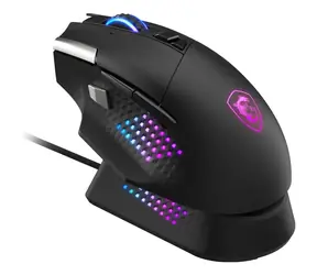 MSI Versa Pro + Mouse Dock Pro Set, Schwarz / Optische Gaming-Maus / 26.000 DPI / 13 Tasten / USB / Bluetooth / RGB
