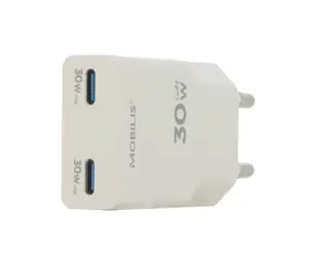 Mobilis 020026 Ladegerät 2x USB-C weiß / 30W / GaN