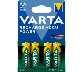 Varta RECHARGE Wiederaufladbare Batterie AA / 1,2 V / 2600 mAh / NiMH / 4 Stück / in Blisterverpackung