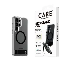 PanzerGlass CARE Schutzhülle für Samsung Galaxy S26, klar/schwarz, mit integriertem Ständer (Q-Standard)