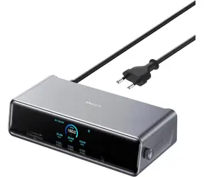 Anker Nano Dockingstation 14-in-1, grau / 140 W / 3x USB-C / 4x USB-A / 2x HDMI / 1x DisplayPort / 1x RJ45 / microSD-Kartensteckplatz