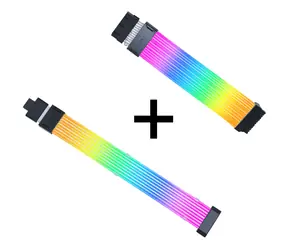 Lian Li Strimer Kabelloses 24-Pin RGB-Motherboard-Kabel + Controller + Kabel / 1x 24-Pin-Stecker / 132 LEDs