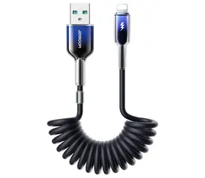 Joyroom S-A43 Crystal-Clear Series Spiral-Ladekabel USB-A (Stecker) - Lightning (Stecker) 3 A 1,5 m Schwarz