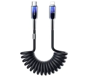 Joyroom S-A43 Crystal-Clear Series Lade-Spiralkabel USB-C (M) - Lightning (M) 30W 1,5m schwarz