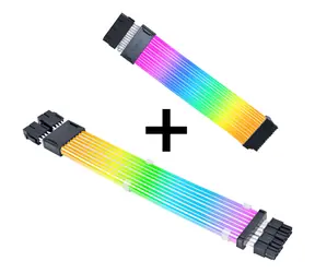 Lian Li Strimer Kabelloses 24-Pin RGB-Kabel für Motherboard + Controller + 2x 8-Pin-Kabel / 1x 24-Pin-Stecker / 132 LEDs