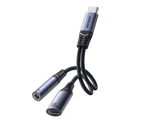 Joyroom SY-C02 Audioadapter 2 in 1 USB-C - USB-C / 3,5-mm-Klinkenstecker, schwarz