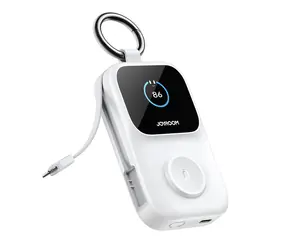 Joyroom JR-W19 weiß / Powerbank / 5000 mAh / 1x USB-C / 1x Lightning + 1x USB-C-Kabel / kabelloses Laden 