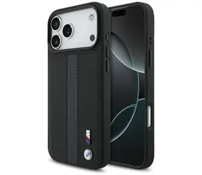 BMW Perforierte Rückseite mit Streifen und MagSafe-Logo für iPhone 17 Pro Max Blau
