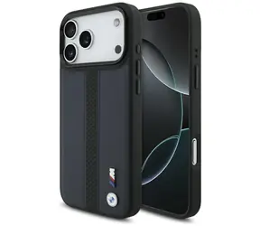 BMW Perforierte Rückseite mit Streifen und MagSafe-Logo für iPhone 17 Pro Max Dunkelblau