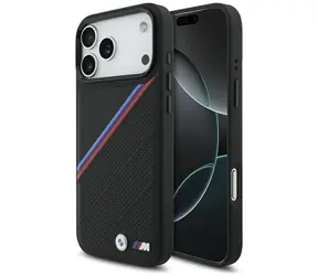BMW Rückseite mit dreifarbigem Metalllogo und MagSafe für iPhone 17 Pro Max, Schwarz