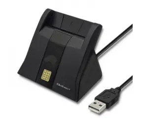 Qoltec 50643 Smart-Chipkartenleser 1 m schwarz / USB 2.0 / USB-C 3.0-Adapter / LED-Diode