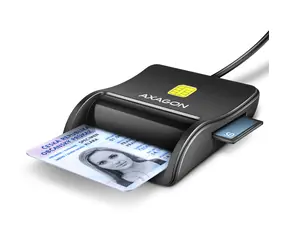 Axagon CRE-SM3SD, USB-A FlatReader 4-Slot SMART -Lesegerät (eObčanka) + SD/microSD/SIM, Kabel 1,3 m